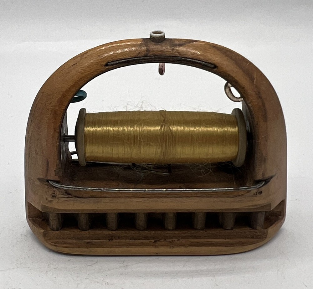 Vintage Wooden Weaving Shuttle With Bobbin