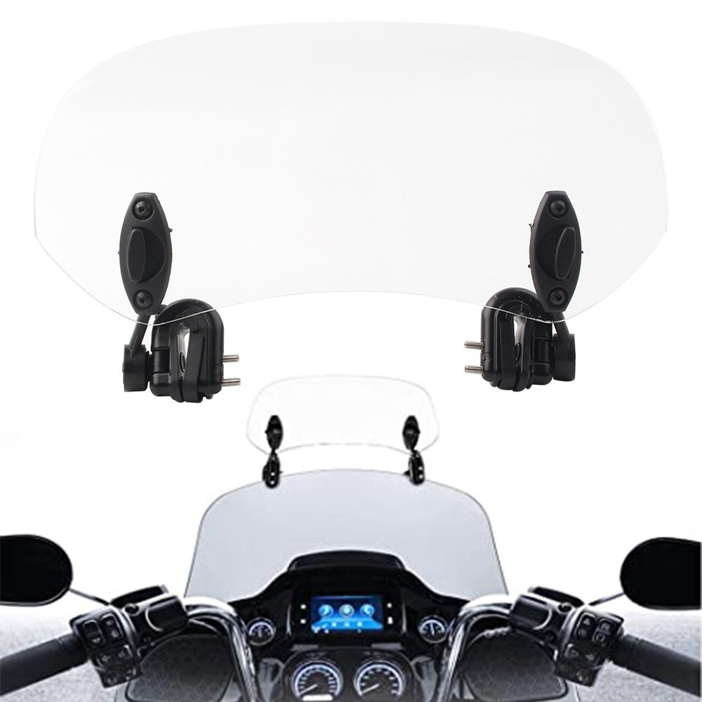 Clear Adjustable Clip On Motorcycle Windshield Extension Spoiler Wind Deflector