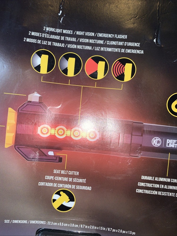 KC Auto Light with Emergency Tool, 2 Pack 1000 Lumen Rechargeable Flashlight Set