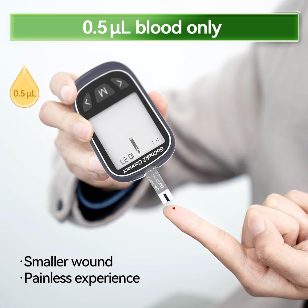 Accurate Diabetes Testing Kit with Bluetooth App - 10 Strips & No Coding Needed