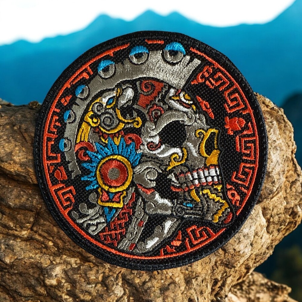 Aztec Skull Embroidery Patch 4.07" X 4.07"