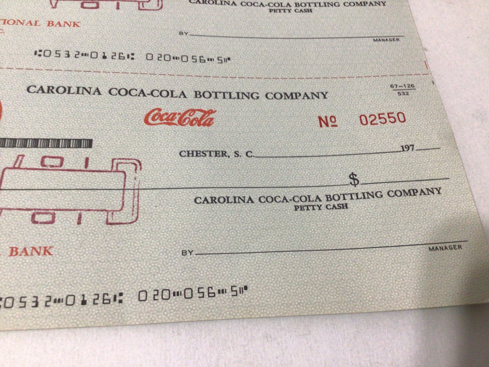 6 Carolina Coca Cola Bottling Company Chester South Carolina 1970's Checks