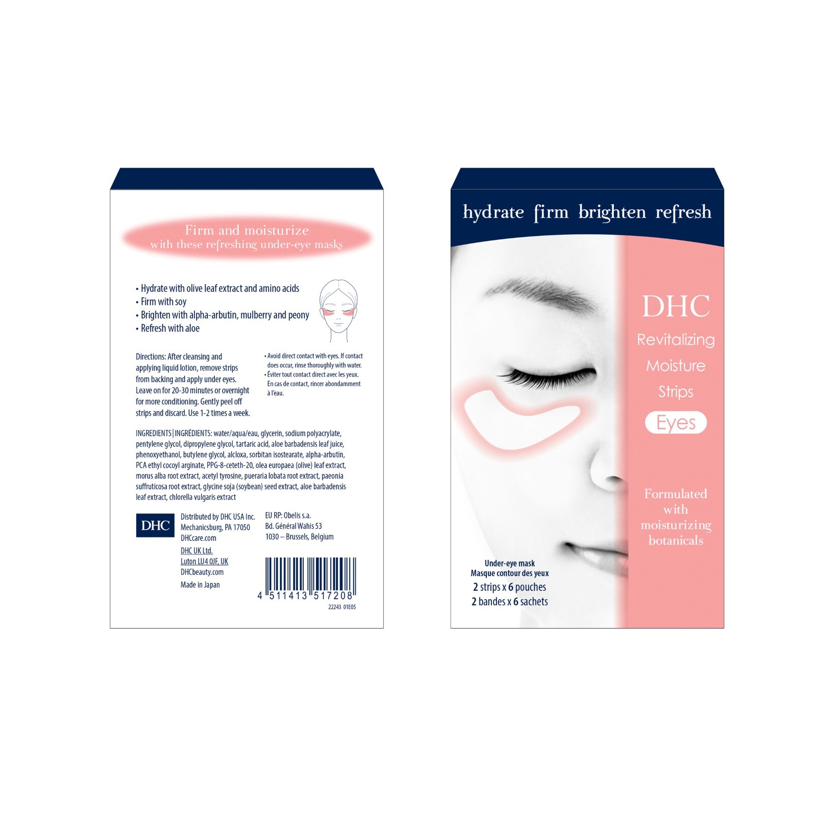 DHC Revitalizing Moisture Strips: Eyes, 2 pack, includes 4 free samples