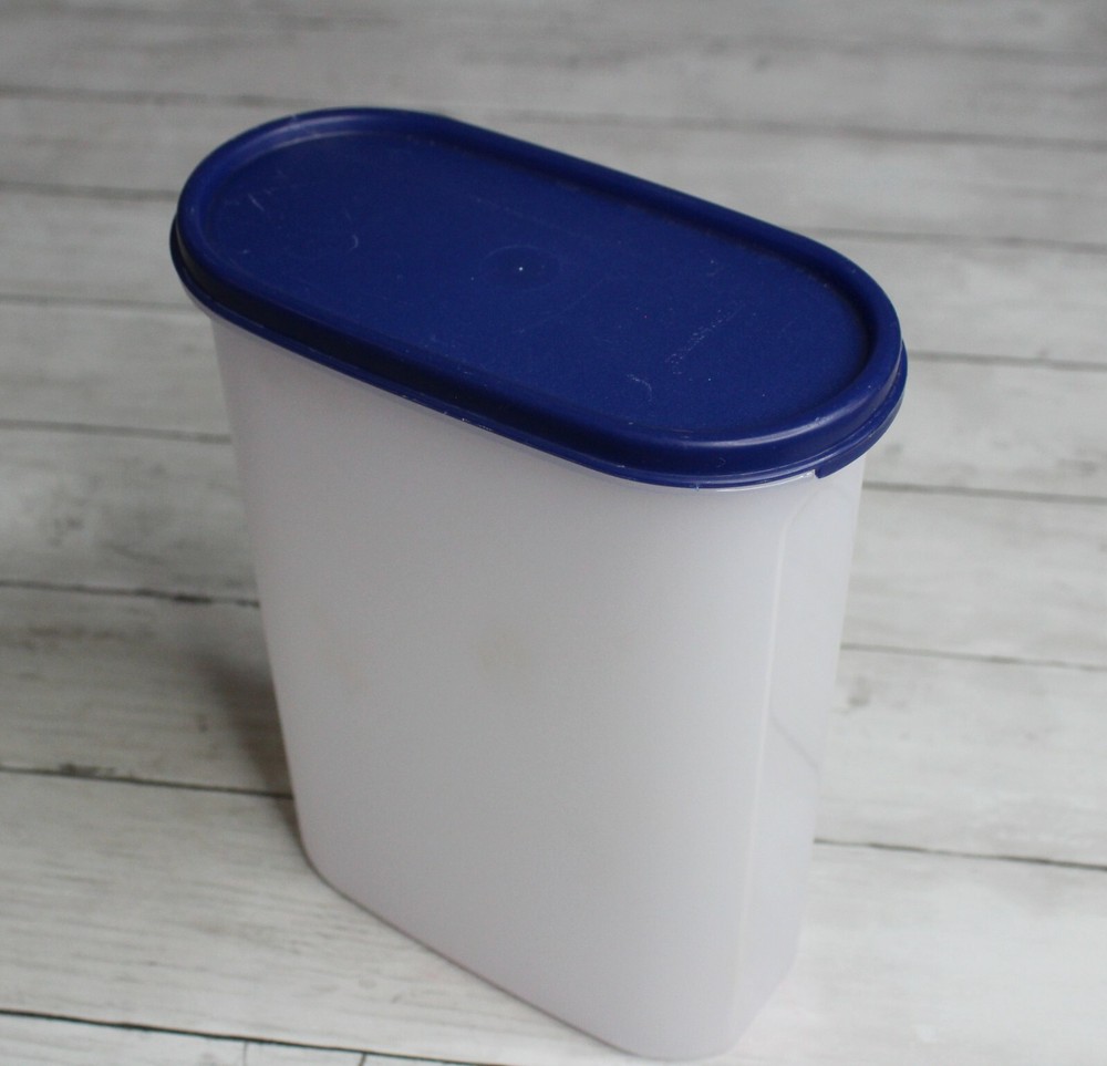 Tupperware Modular Mates Oval Size 4 Storage Container Blue Lid Seal