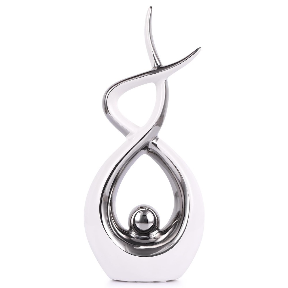 Silvery Modern Sculpture Table Decorations, Ceramic Knick Knacks Statues for ...