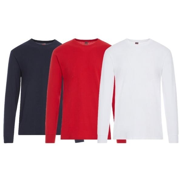 3 Pack: Men's 100% Cotton Crew Neck Long Sleeve Tee Casual Basic T-Shirt S-4XL