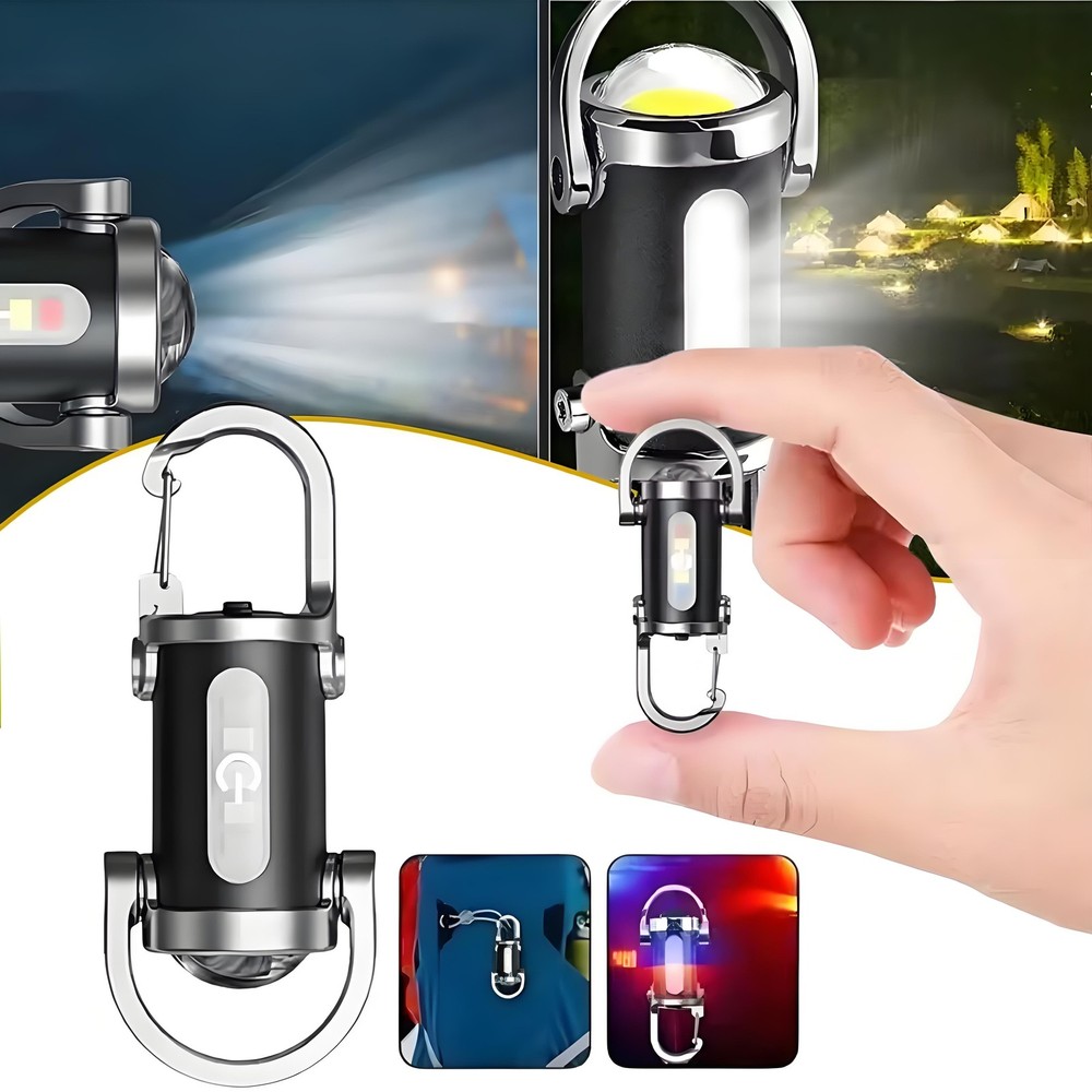 2PCS Portable Rechargeable Bright Keychain Flashlight Charger,Emboadlie Mode AE