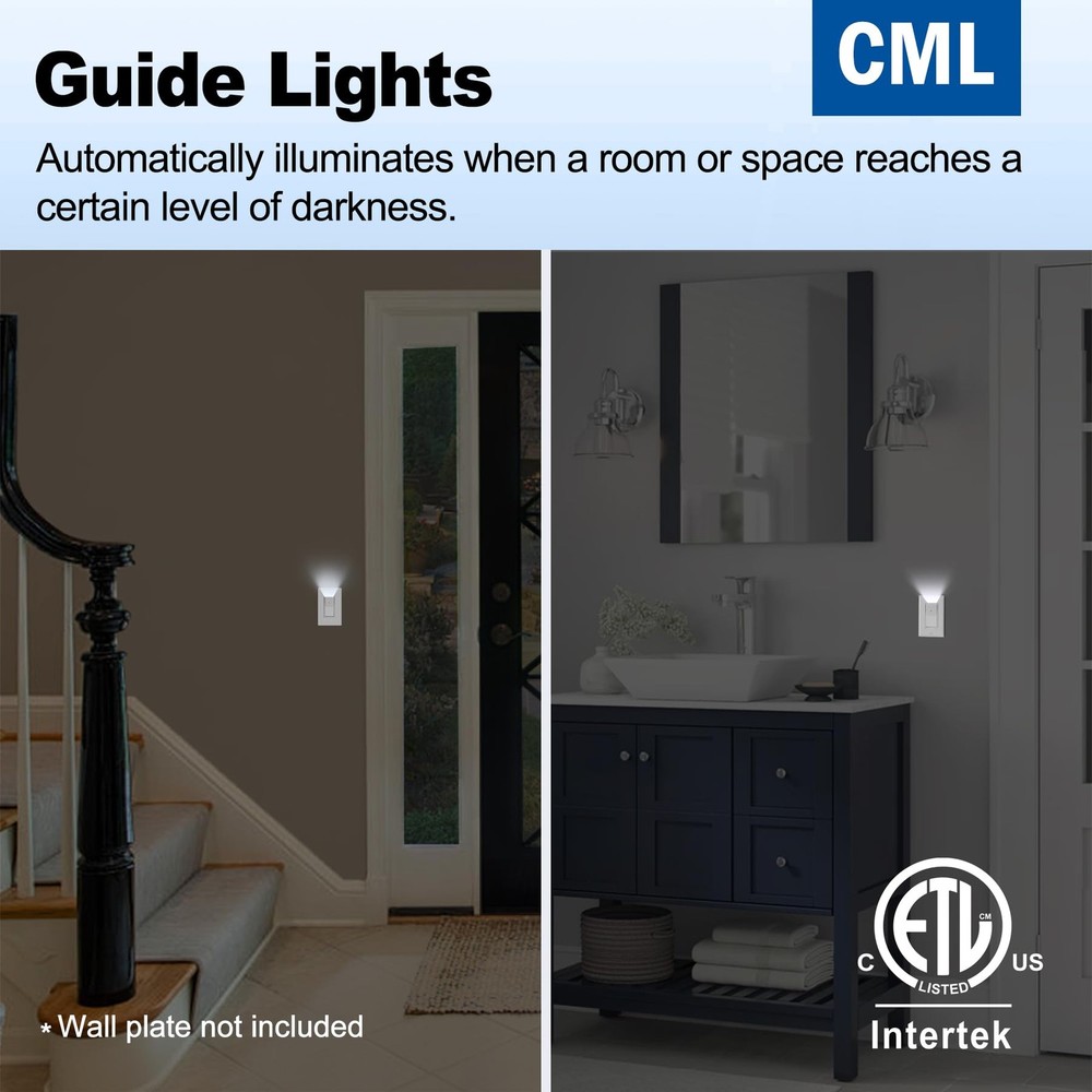 CML 10 Pack Single Pole with LED Nightlight, Gloss White