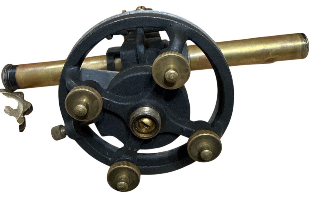 VINTAGE CWO BRASS SURVEY TRANSIT w/ WOODEN CASE