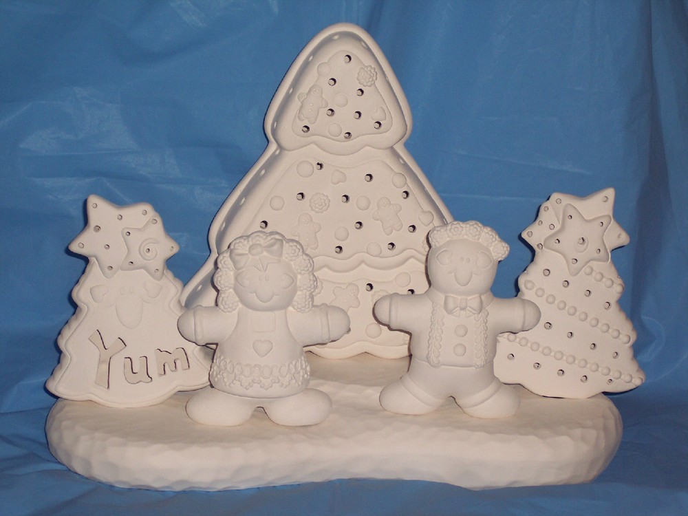 Ceramic Bisque ~Ready to Paint~ Gingerbread Scene