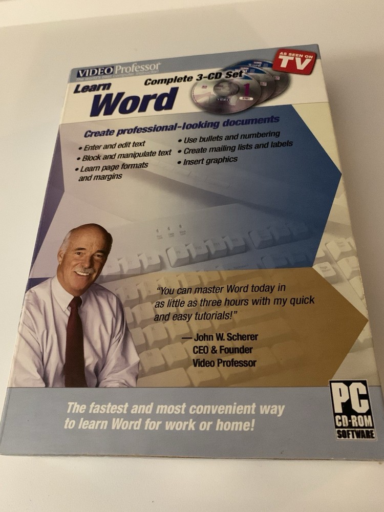 Video Professor Learn Word PC Software