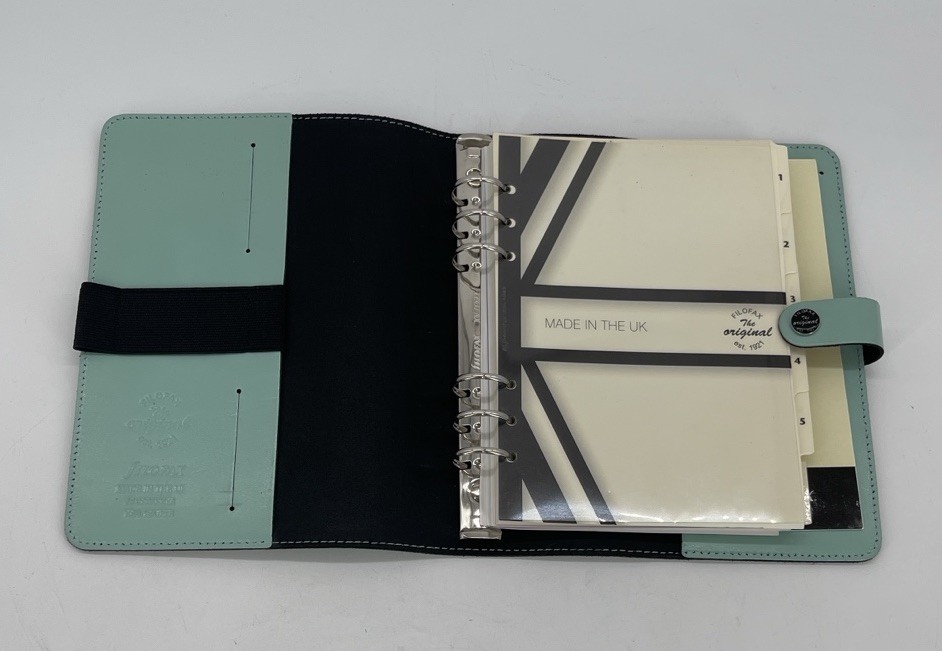 Filofax Original A5 Duck Egg Blue Leather Organizer With Paper Inserts