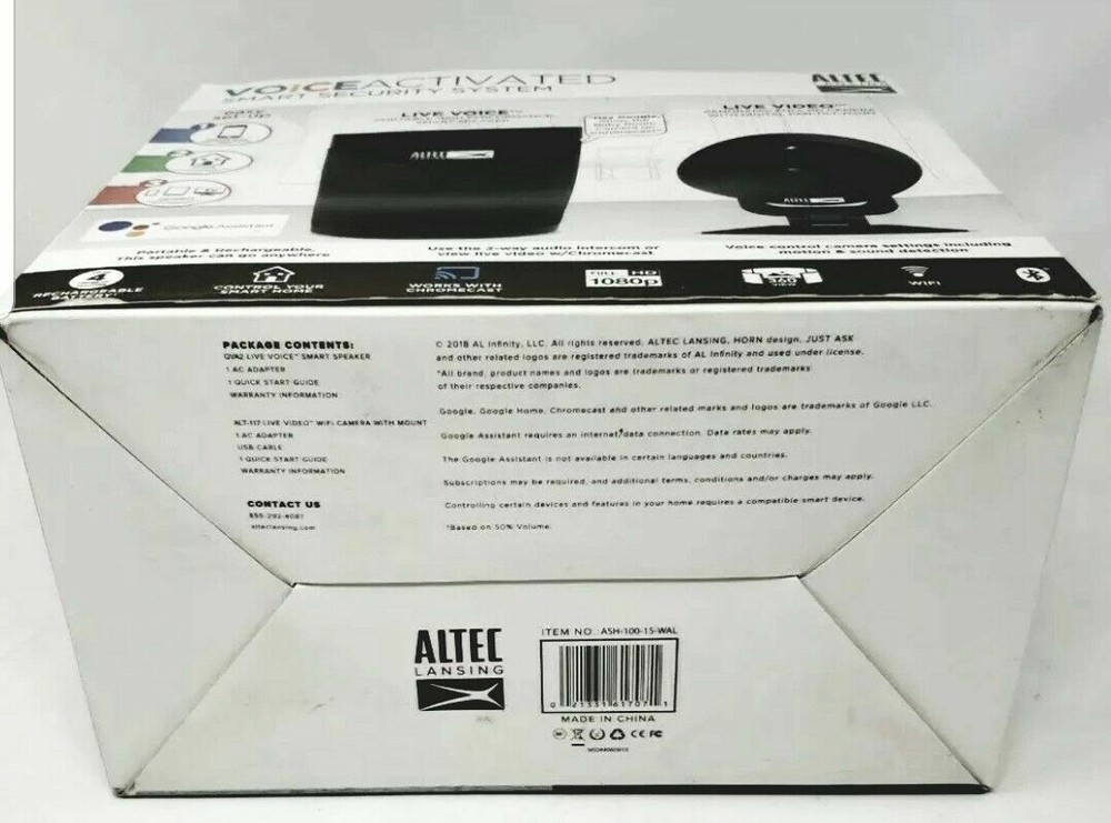 New Altec Lansing ASH-100 Voice Activated Smart Security System
