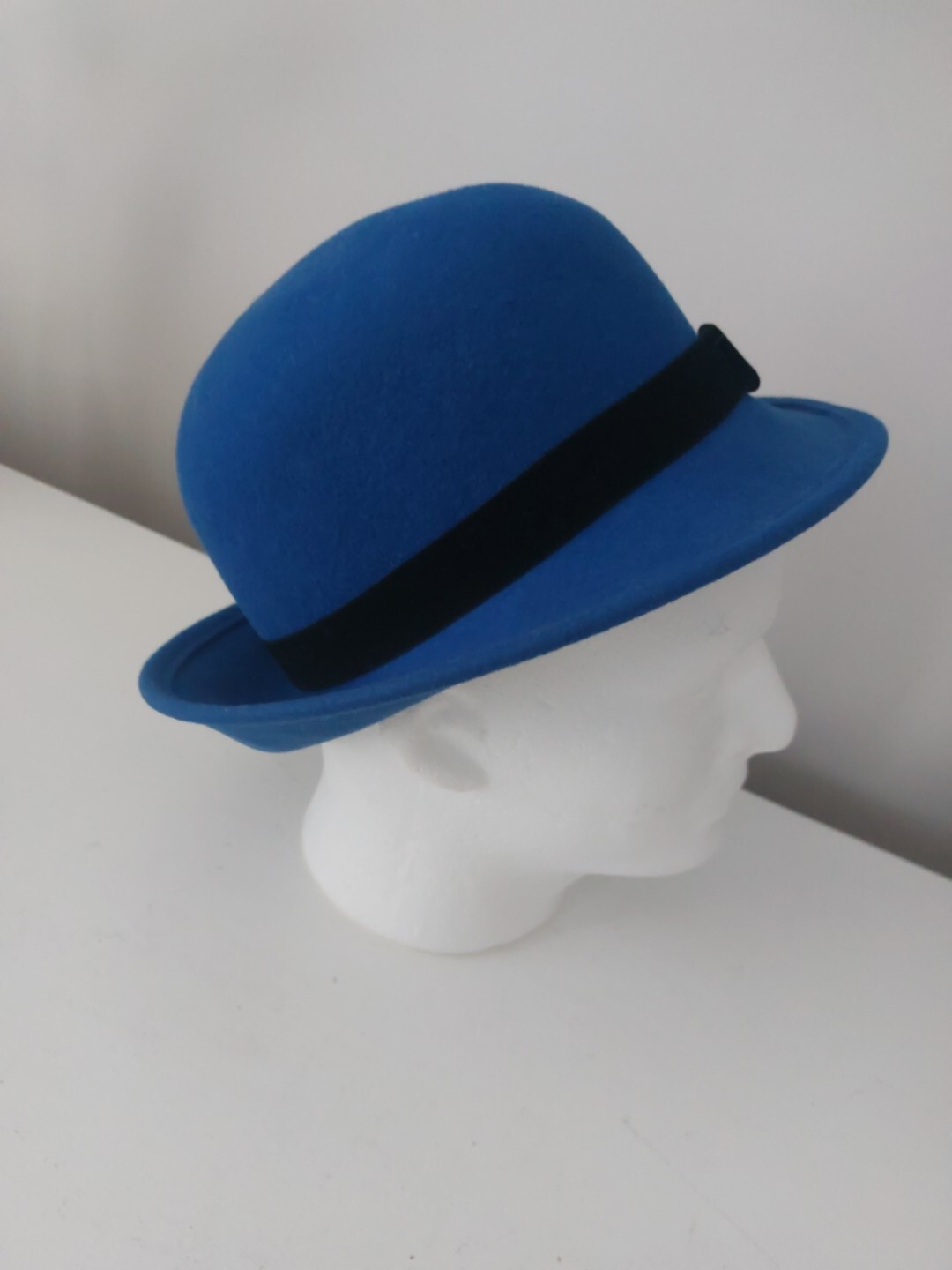 New Bollman Hat Co. 100% Wool Doeskin Felt Bowler Royal Blue Hat USA MADE. Nice