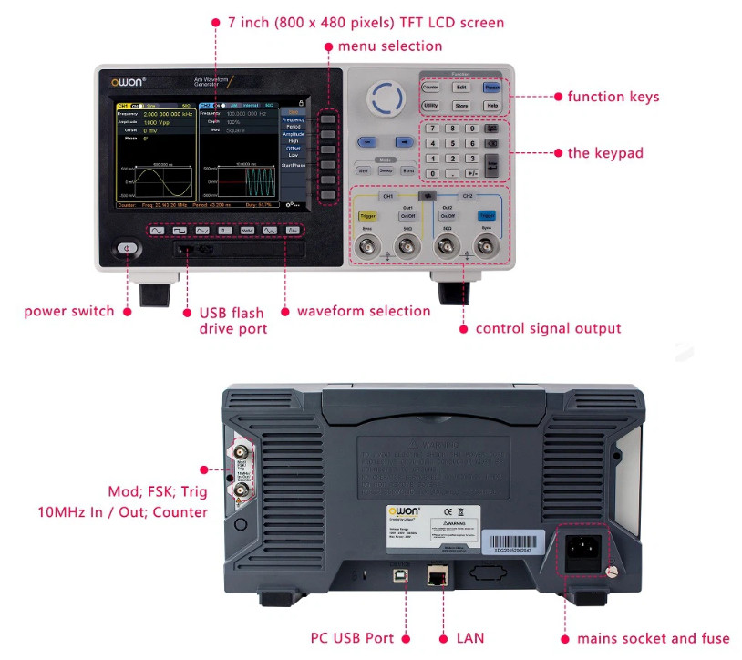 OWON Arbitrary Waveform/Function Generator XDG2030 2 Channels 30MHz