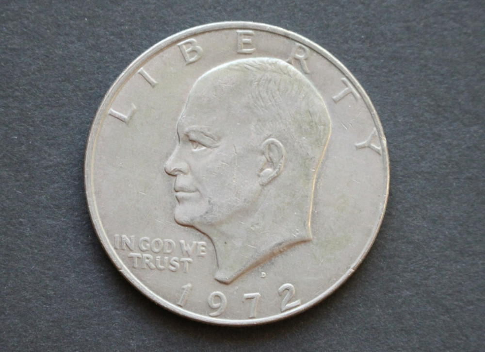 1972 D Eisenhower dollar/about uncirculated/doubled rim