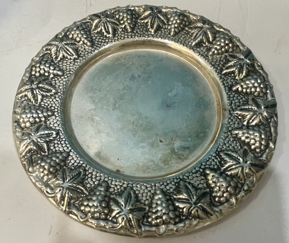 Godinger Silver Plate Art Grape Coaster 5" Saucer Silver-plated