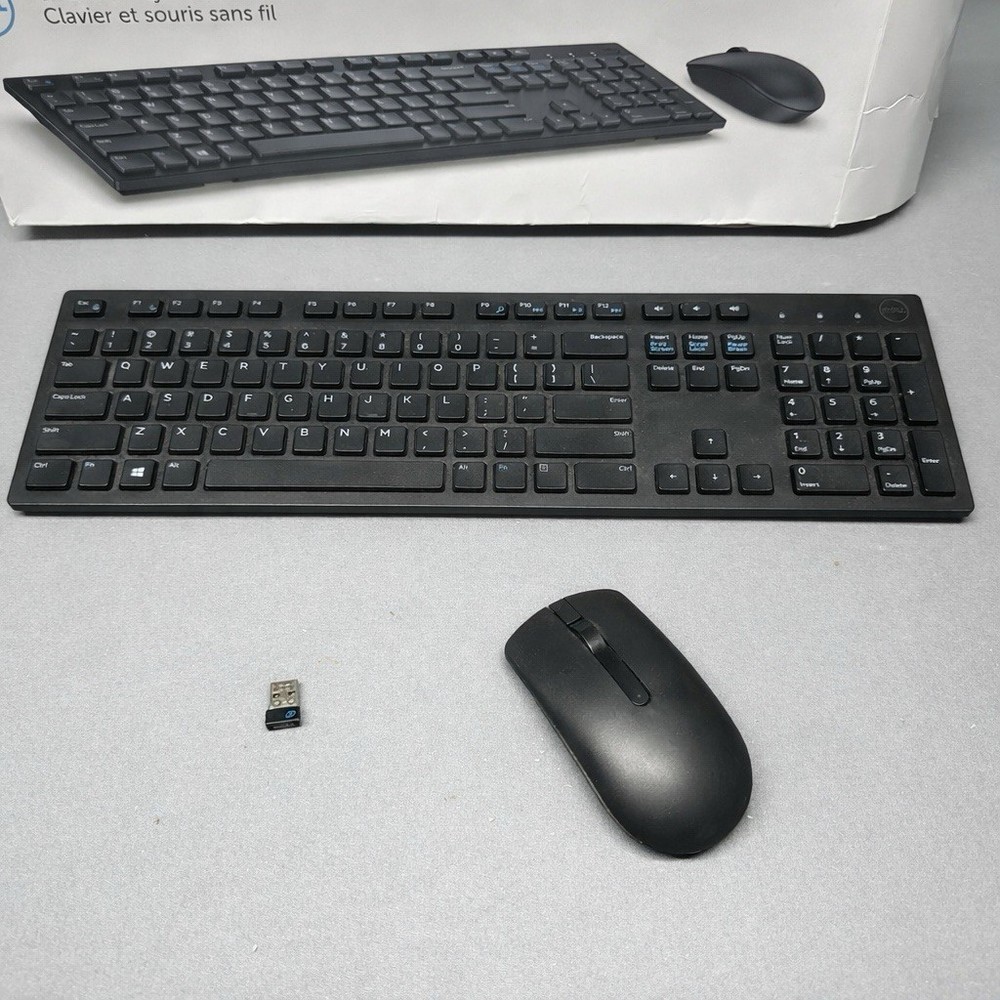Dell KM636 Wireless Keyboard Mouse Combo USB Receiver Black Tested