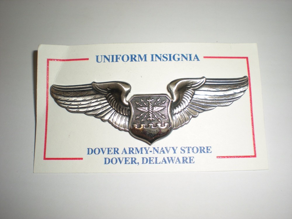 USAF BASIC NAVIGATOR WINGS BADGE -SILVER OXIDIZED