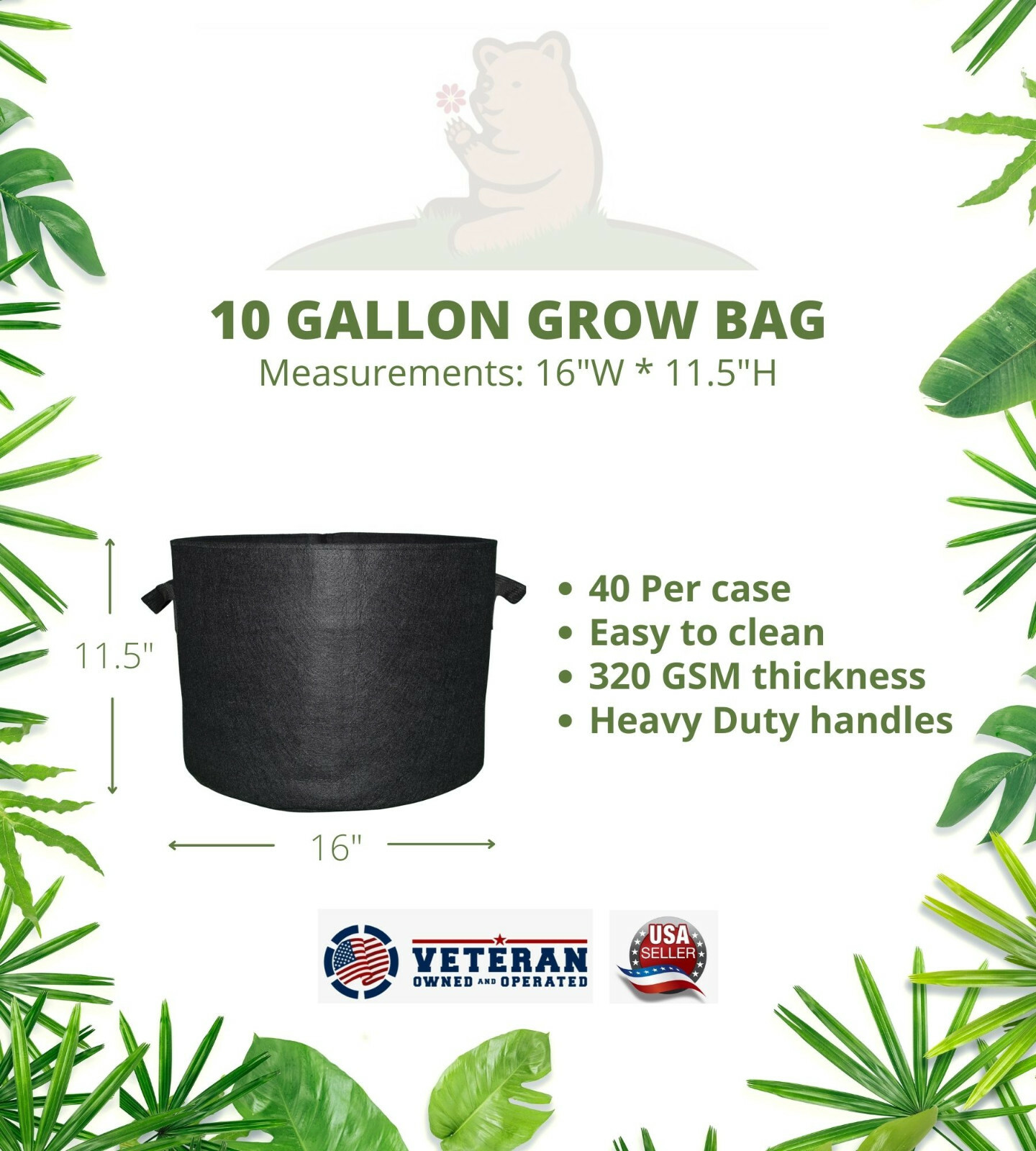 5/10/20/30/45/50/65/100/150/200-400 Gallon Grow Bags, Bulk Pricing, Black, Tan