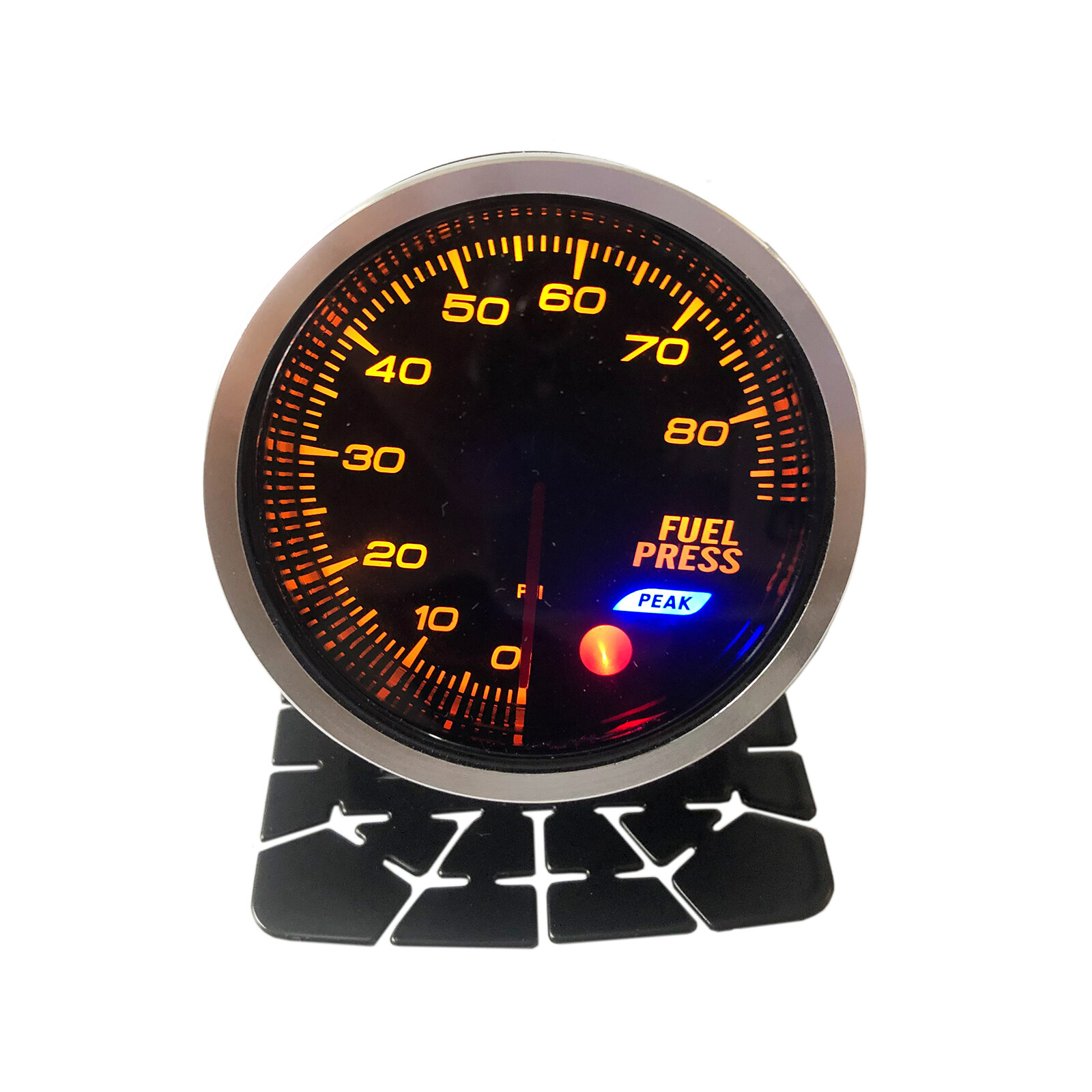0-80 PSI 52mm 2-1/16" Fuel Pressure Gauge 7 Color Meter W/ Press Alarm Sensor