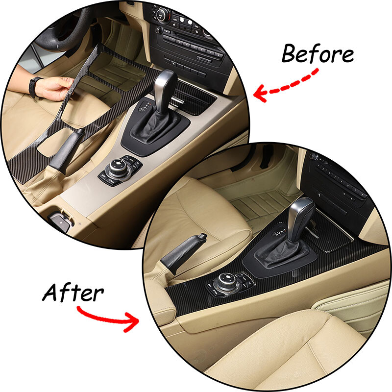 Carbon Fiber Look Center Console Control Panel Cover For BMW E90 E92 E93 08-2012