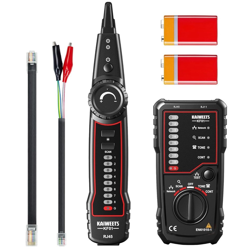All-in-One Cable Tracer Kit with Tone Generator & LED Flashlight for Technicians