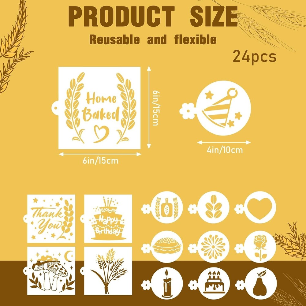 Bread Stencils Sourdough 24 Pcs Bread Stencils Baking Sourdough Bread Baking