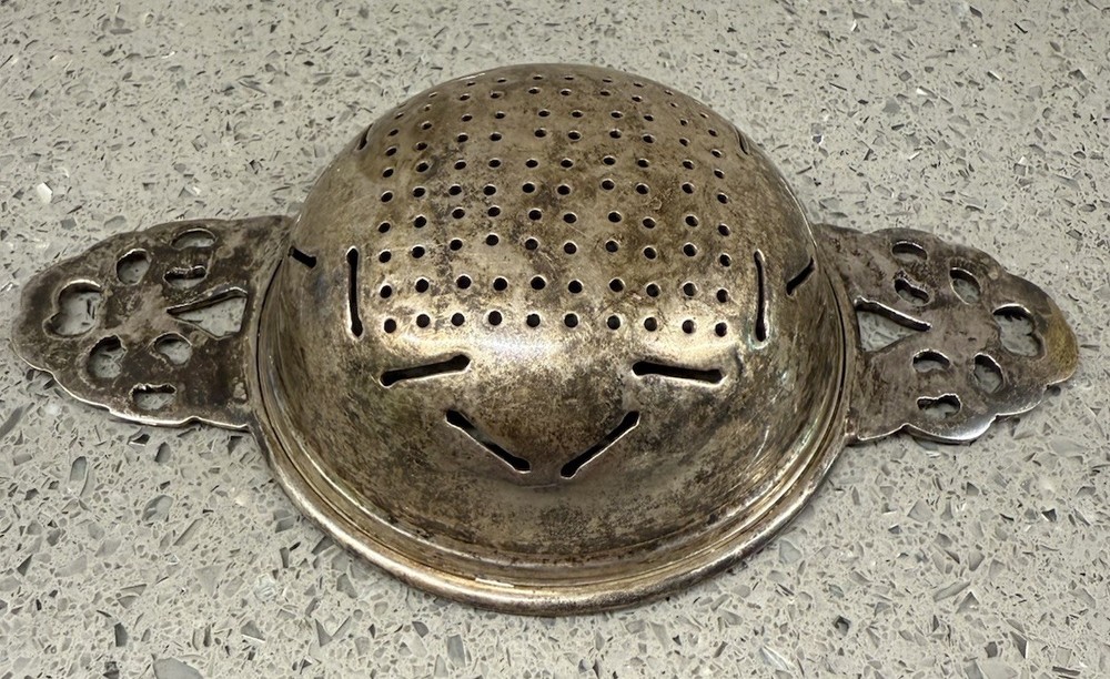 Vintage Silver Pour Over Tea Strainer Unmarked