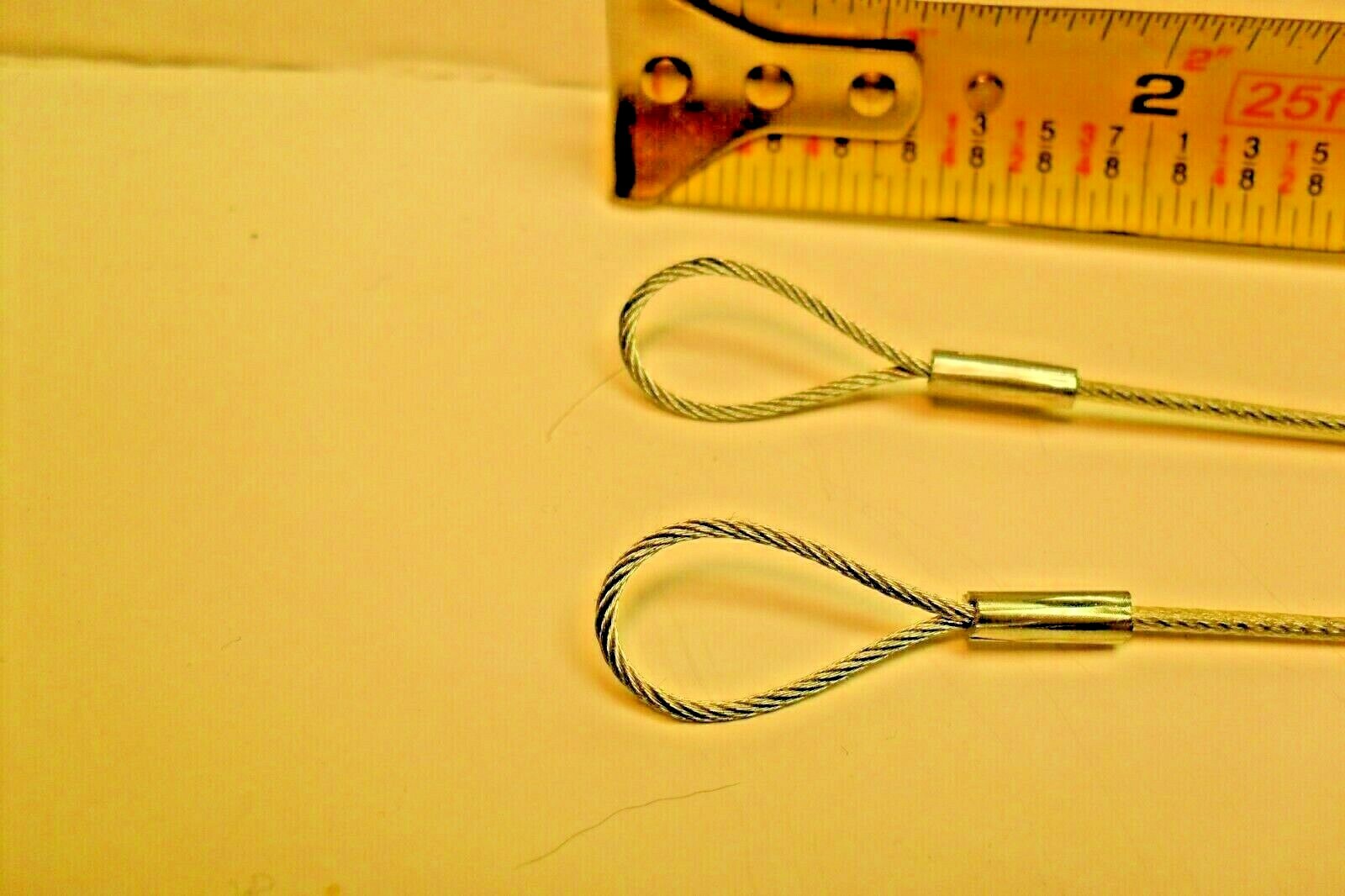 qty 2 - Lanyard Retention Cable 12" Long 1/16" Steel Wire 3/16" id Small End New