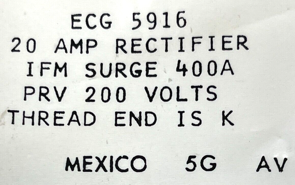 PHILIPS ECG RECTIFIER ECG5916 20A IFM SURGE 400A PRV 200V