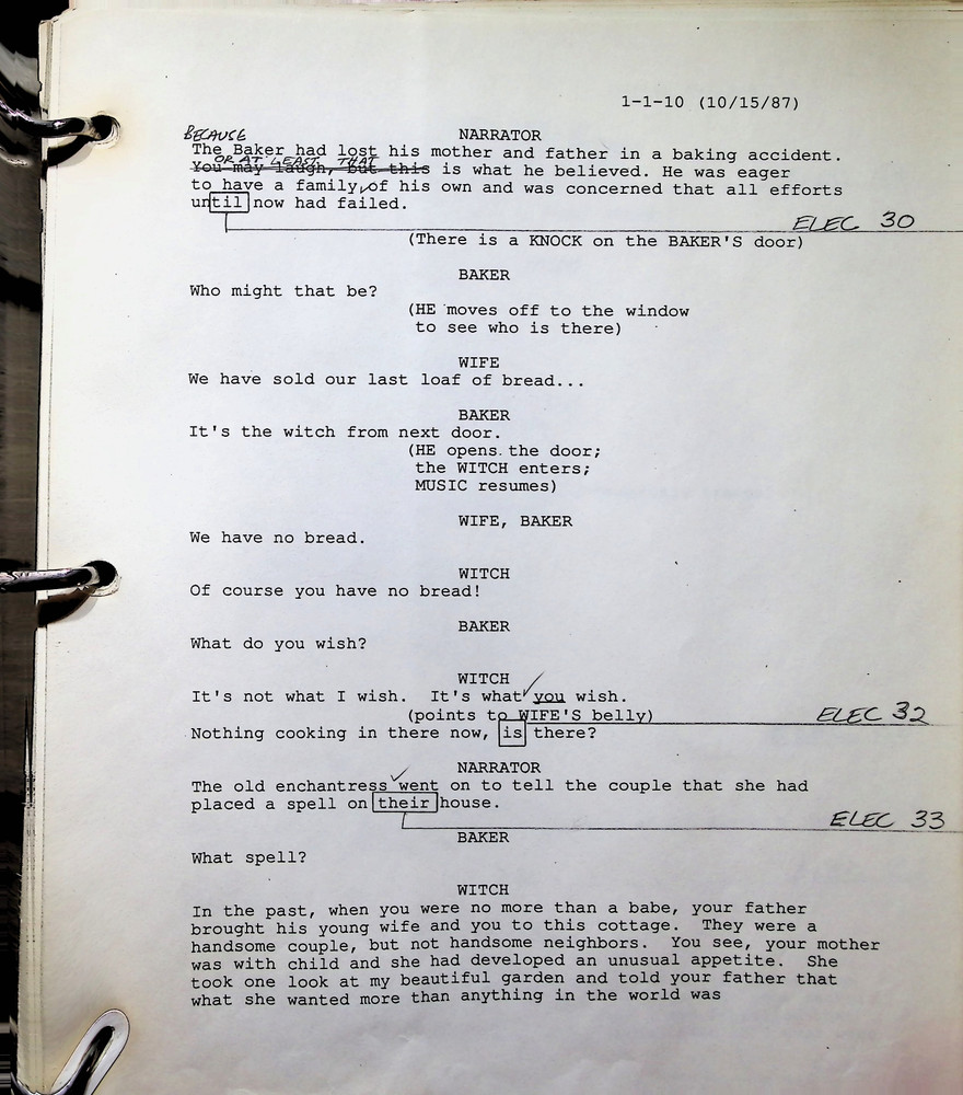 MUSEUM PIECE: Original Into The Woods Stage Manager Script (Annotated)