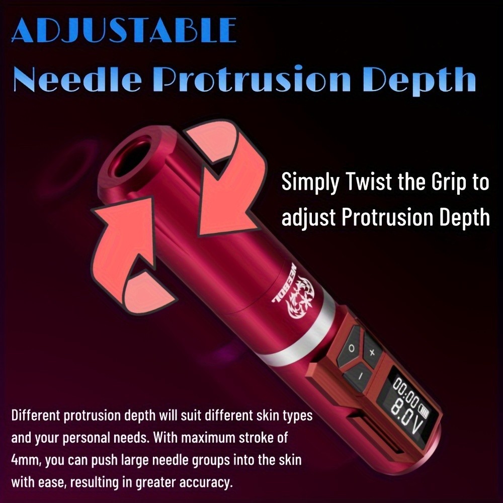 Wireless Tattoo Gun Kit Complete Rotary Pen Machine With Power Supply Ink Needle