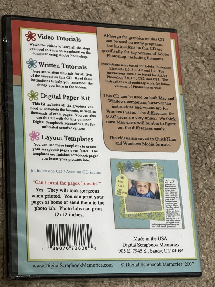 Digital Scrapbook Memories Beginner series CD