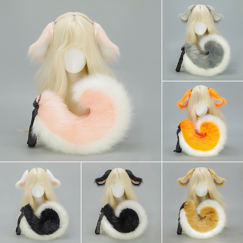 Cute Dog Puppy Drooping Ears Headband Furry Ears&tail Lolita Anime Cosplay