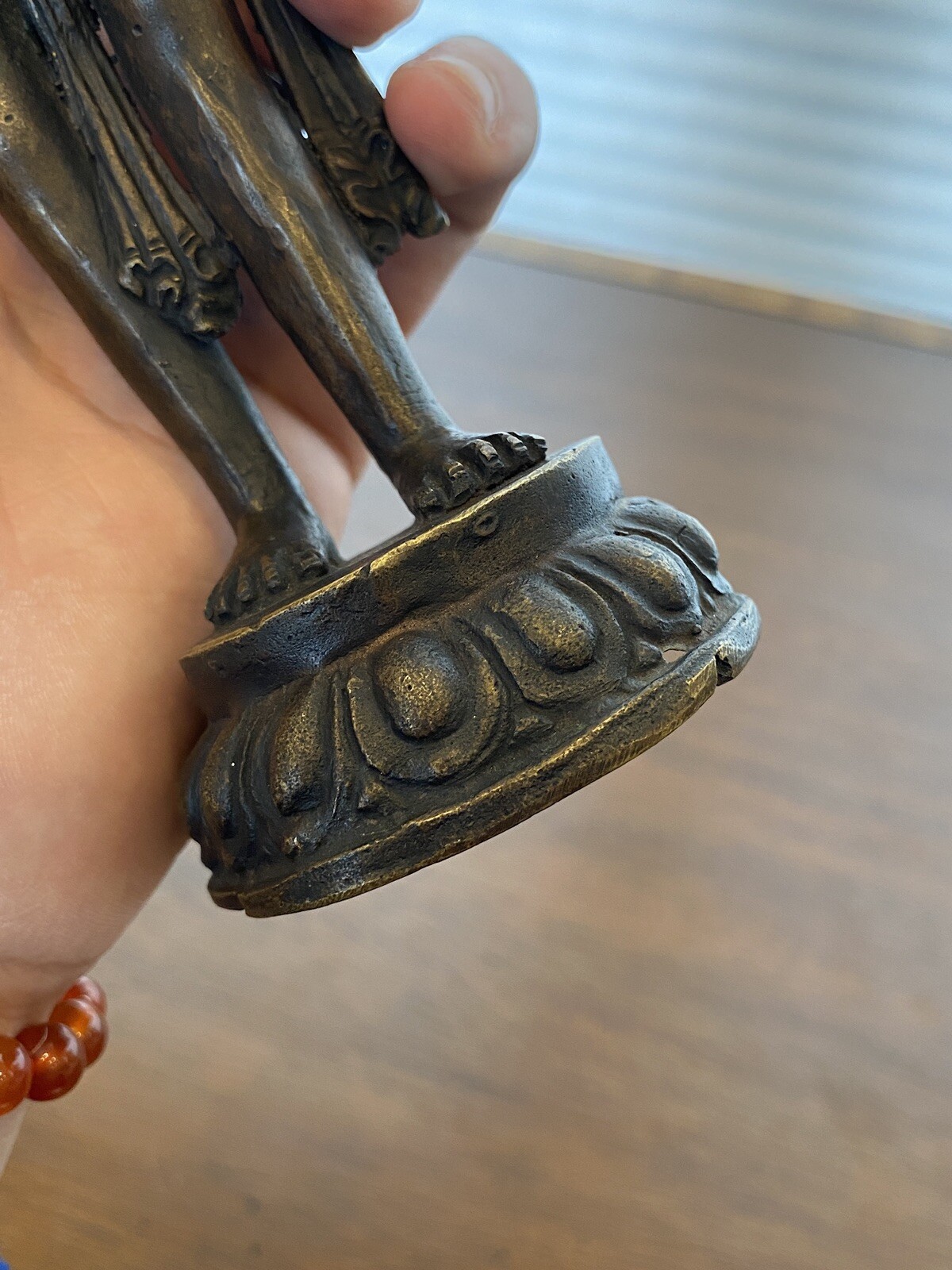 ANTIQUE Buddhist Deity Avalokiteshvara Bodhisattva Cast Bronze Sculpture 8.5"H