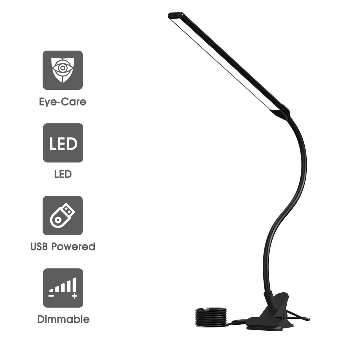 LED Desk Lamp Adjustable Swing Arm Lamp with Clamp Eye-Caring Reading Desk Light
