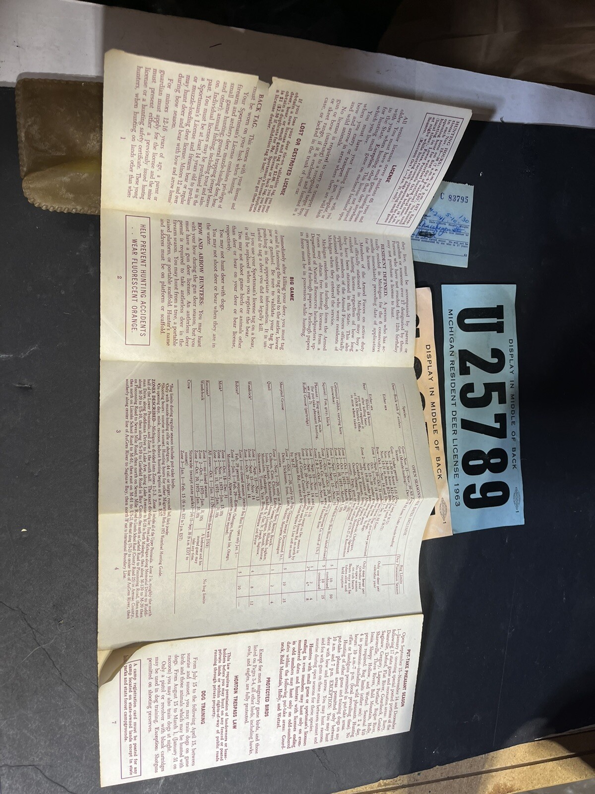 1963@1975 Michigan Hunting Licenses Wit Holders And Hunting Guide