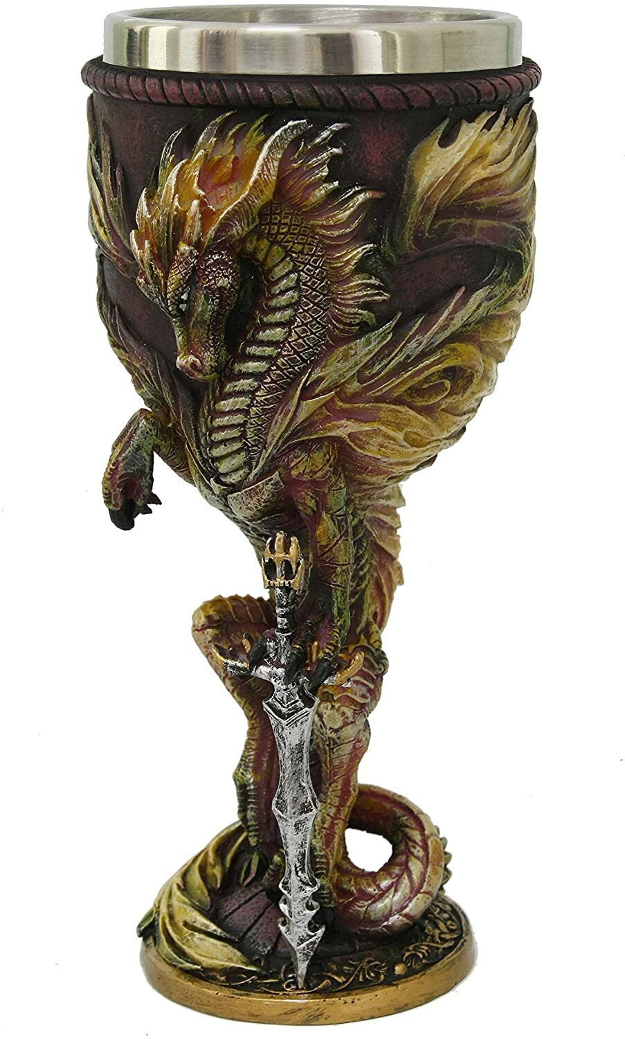 Ebros Ruth Thompson Dragon's Lair Flame Blade Drake Mug And Wine Goblet Set