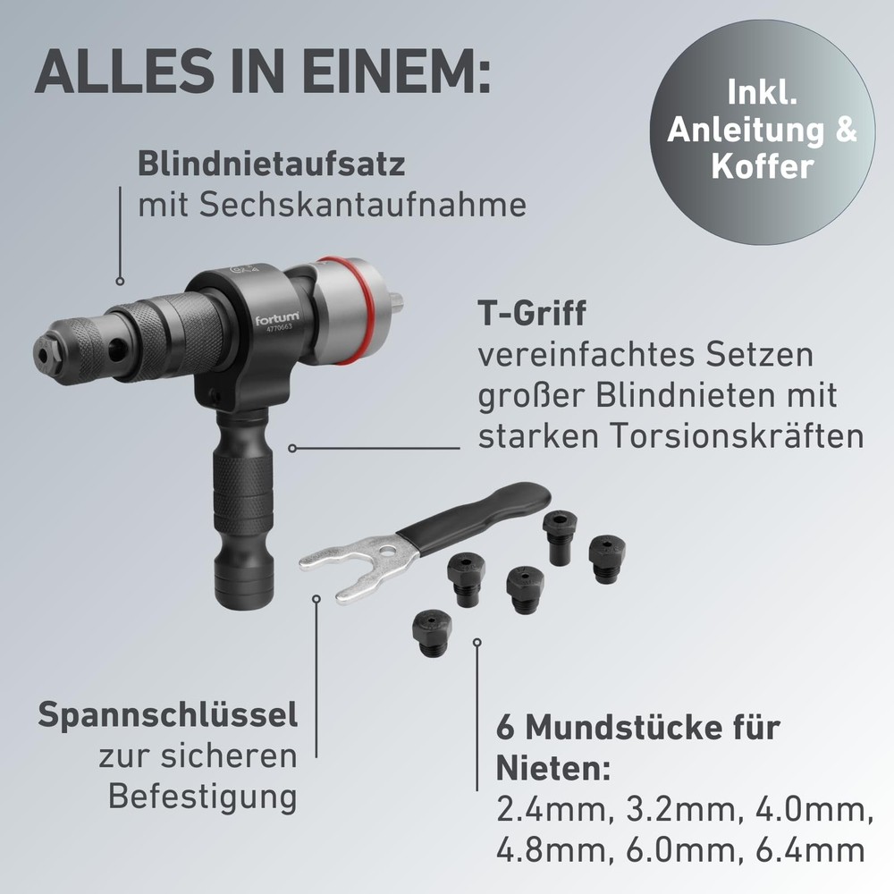 Rivet Attachment for Cordless Screwdriver & Drill I Riveter for Blind Rivets from...