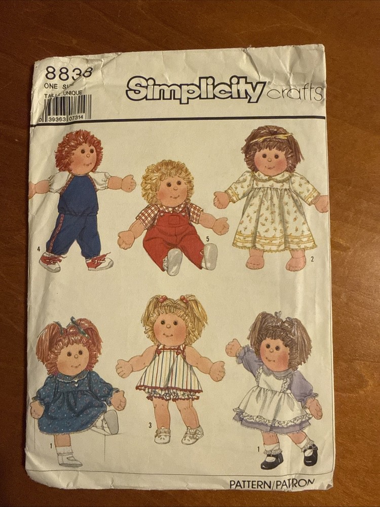 Simplicity Crafts Pattern No. 8838 16" & 18" Cabbage Patch Kid Wardrobe UNCUT