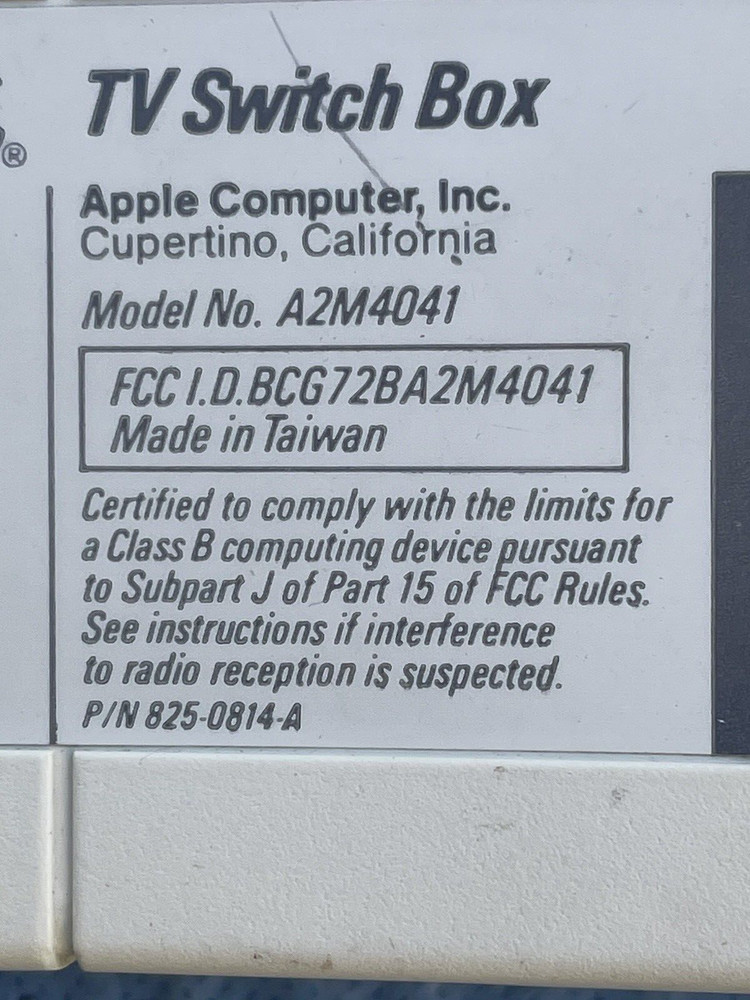 Apple Computer TV Switch Box, Vintage Apple Model A2M4041