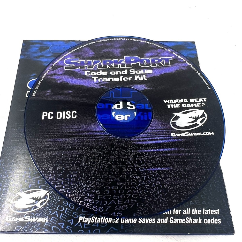 SharkPort Code Save Memory Game Transfer PC Disc & Sleeve Playstation 2 PS2 EUC