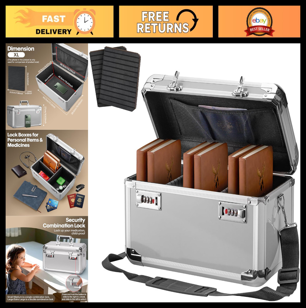 Lockable Aluminum Storage Box with Code - Portable, Durable & Childproof - 17.2"