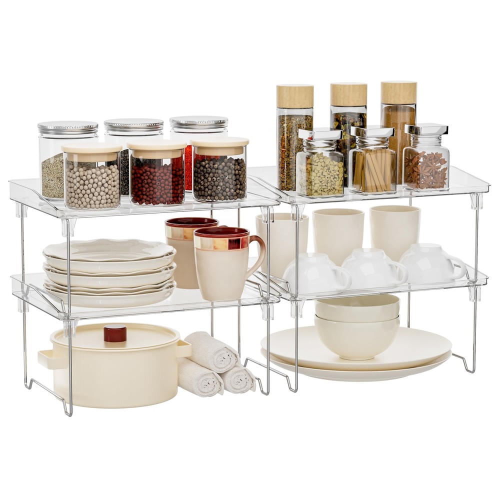 STARLATTA Acrylic Cabinet Organizer Shelf,4 Pcs Stackable Kitchen Counter She...