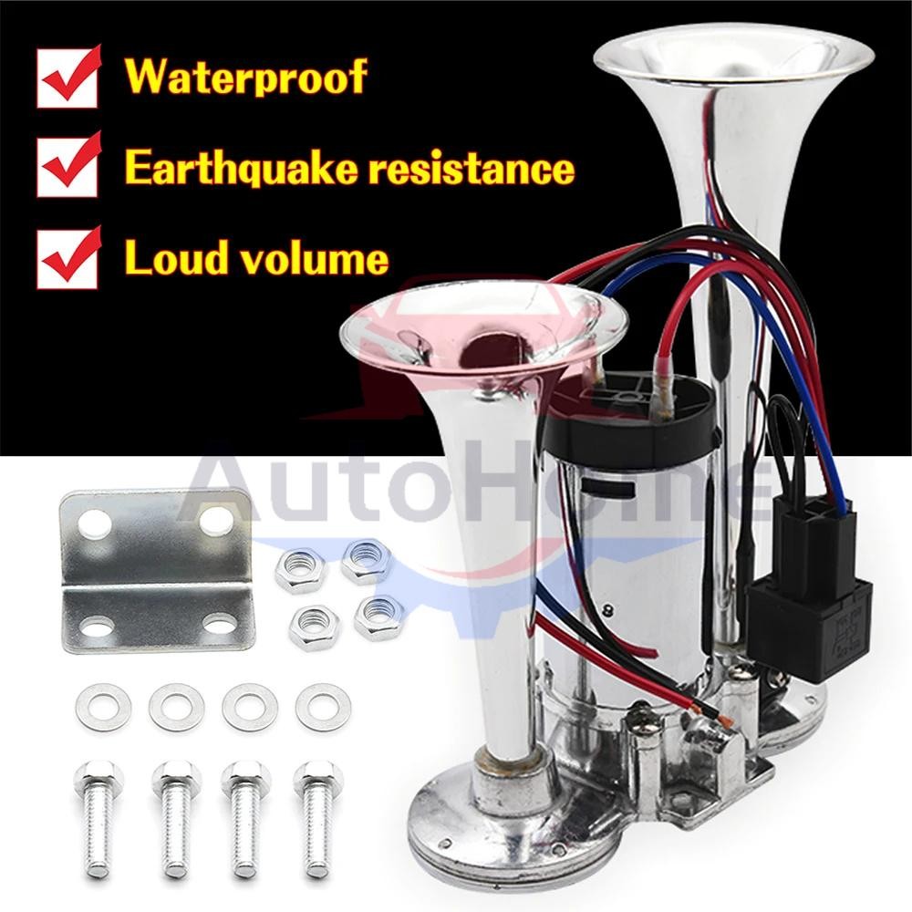 600DB Dual Trumpets Super Loud Car Electric Air Horn Truck Boat Train Speaker US