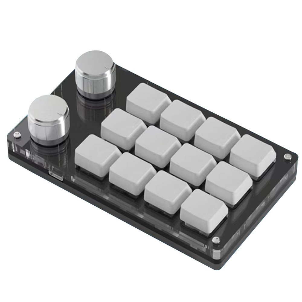 USB-C Mini 12 Keys+2 Knobs Mechanical Keyboard Programmable Keypad Driver-Free
