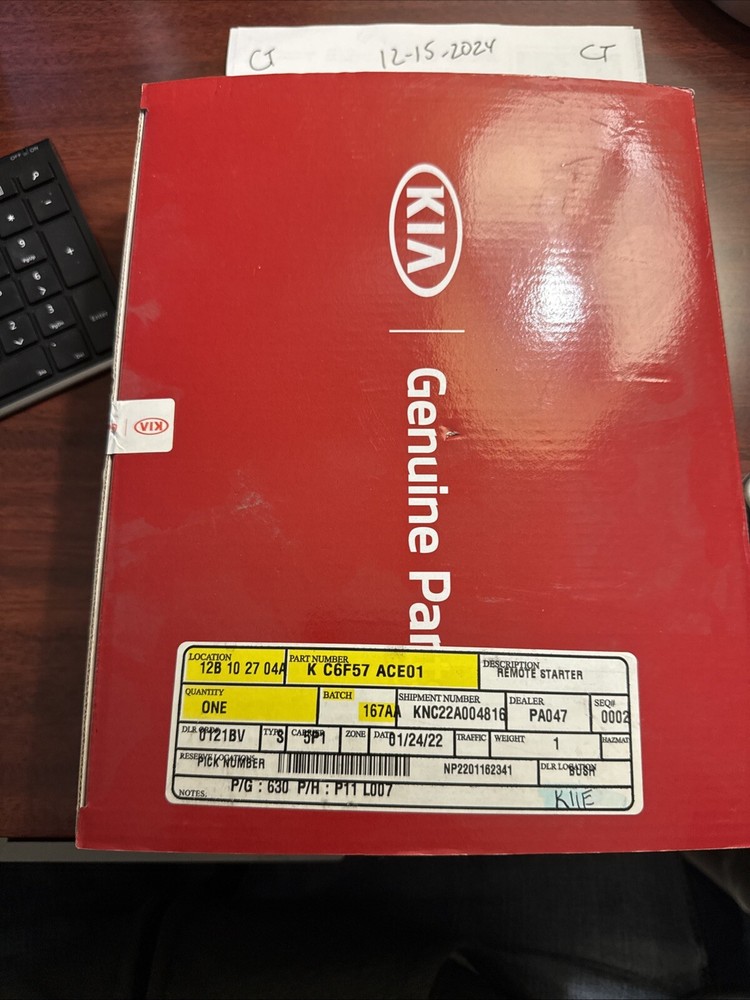 Kia Remote Start, Push Button Start Model Kia Part No.: C6F57ACE01
