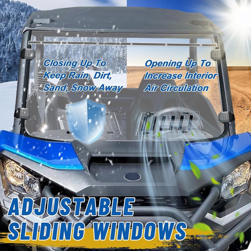 2-In-1 Sliding Full Window Windshield for Can Am Commander Max 1000 700 XT DPS