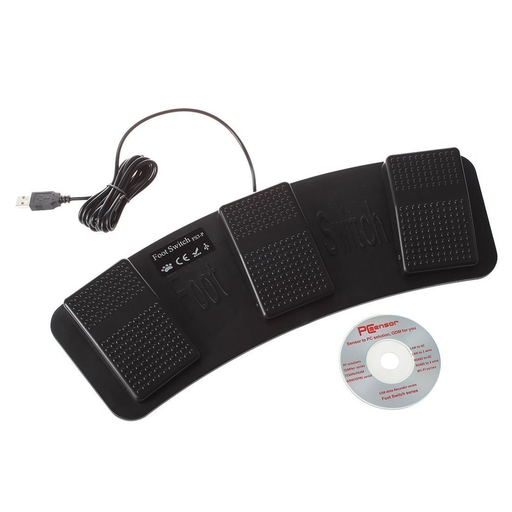 PC USB Triple Foot Switch Keyboard Mouse Control Action 3 Three Pedal HID Media